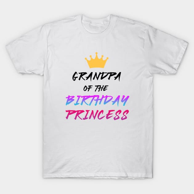 grandpa of the birthday princess black and pink T-Shirt by Dolta